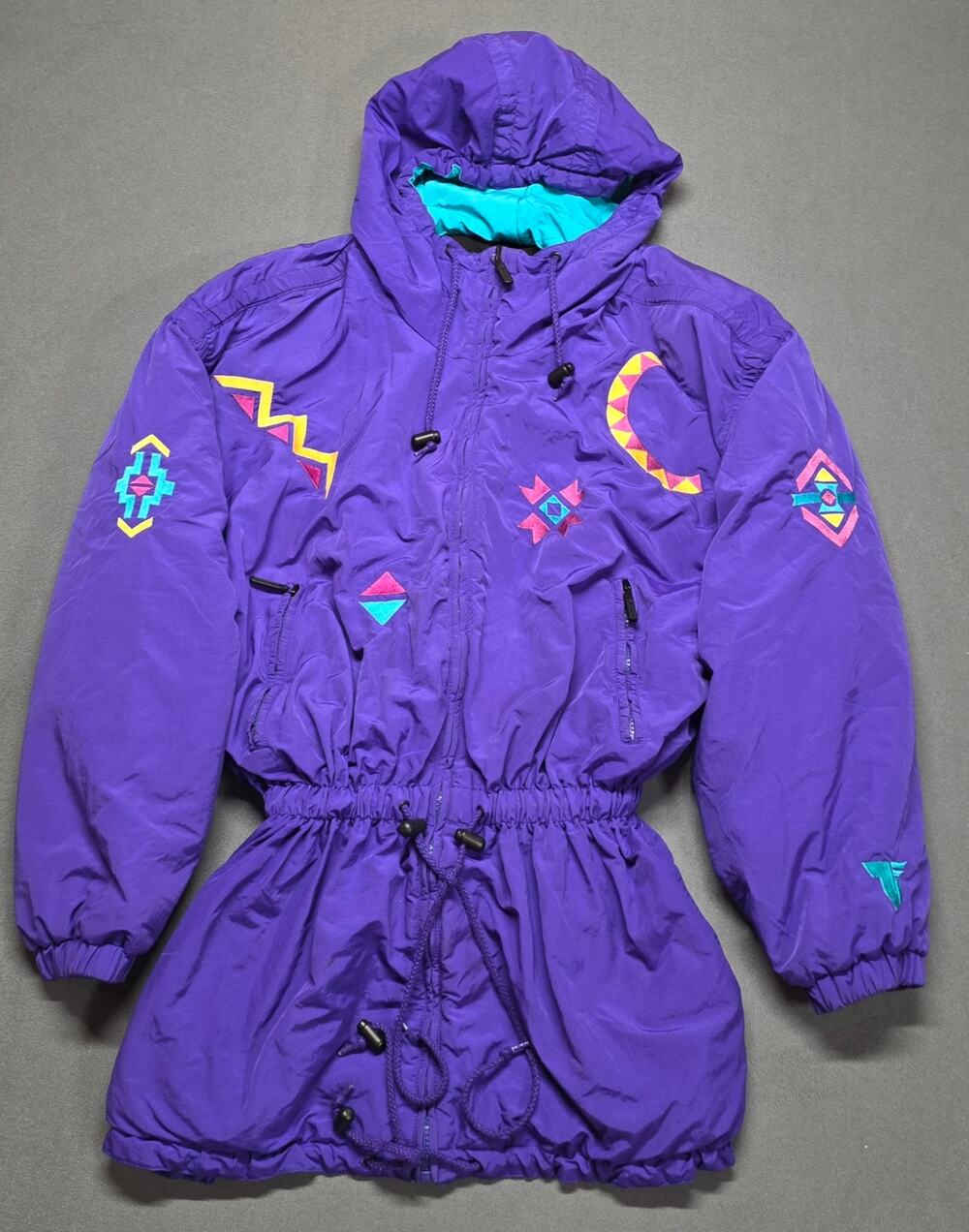Vintage Tyrolia Head Ski Parka Jacket Tribal 80s Retro Gorpcore Hooded Purple 6